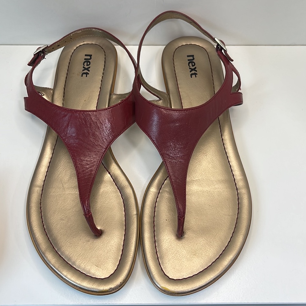 Next Red Leather Sandals Size 7.5